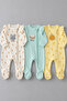 3-Piece Baby Rompers with Ruffled Shoulder Detail and Zippered Booties – Rabbit, Lamb and Chick Patterned, 100% Cotton - 2