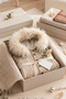 Knitted Fur Detailed Welsoft Lined Hooded Winter Baby Jumpsuit - 3
