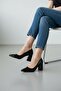 Black Patent Leather Thick Heeled Stylish Stiletto