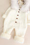 Knitted Fur Detailed Welsoft Lined Hooded Winter Baby Jumpsuit - 4