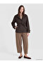Brown Stand Collar Belted Oversize Women's Trench Coat - 2