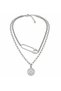 Double Chain Necklace with Safety Pin Detail, Six-Pointed Geometric Figure Model - 3
