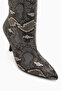 Jana Gray Snake Patterned Pointed Toe Women's Heeled Boots - 3