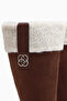 Marlena Brown Suede Fur Detailed Women's Boots - 4