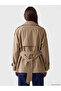 Esvab • Modern & Distinctive Women's Gabardine Trench Coat with Stand Collar and Belt - 5