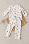 Leaf Printed 100% Cotton Snap Fastener Baby Top and Bottom Set