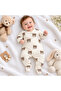 Bear Printed Baby Jumpsuit with Booties
