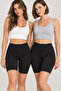 Women's 2-Piece Cotton Stretchy Above-Knee Biker Leggings Casual Basic