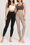 Women's 2-Piece High Waist Ribbed Diver Leggings Stretchy Full Length Sport Casual