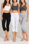Women's 3-Piece Cotton Stretchy Capri Leggings Narrow Leg Casual Basic