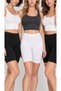 Women's 3-Piece Cotton Modal Jacquard Waisted Above-Knee Biker Leggings Stretchy