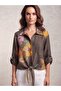 Women's Italian Marshmallow Floral Patterned Front Tie 100% Cotton Shirt Blouse