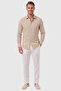 Men's Slim Fit 95% Cotton Striped Textured Beige Non-Iron Shirt 2600002 - 3