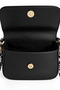 Women's Gold Chain and Scarf Detailed Snap Strap Adjustable Black Faux Leather Crossbody Small Shoulder and Hand Bag - 3