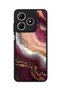 Realme C61 Compatible Burgundy Marble Patterned Shockproof Case with Camera Protection