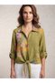 Women's Italian Marshmallow Floral Patterned Front Tie 100% Cotton Shirt Blouse