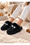 Luxurious Plush and Ribbon Detailed Warm Home Slippers Suede House Slippers Dowry Gift Slippers Stc1366 - 4