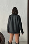 Agli̇mmer Vi̇ral Oversize Long Women's Black Leather Jacket - 5
