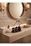 Natural Stone Cherry Marble 4-Piece Bathroom Set with Elliptical Tray