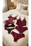Women's Burgundy 6 Piece Lace Lingerie Set – 2 Bodysuits, 1 Bra and 3 Panties - 6