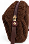 Women's Brown Leather Strap Adjustable Strap Pocketless Lined Zippered Crossbody Small Plush Bag - 2