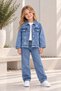 Girl's Star and Flower Printed Denim Jacket-Jeans Jacket-Denim Coat - 2