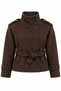 Women's Cashmere Lined Stand Collar Epaulet Lined Coat with Tied Pockets