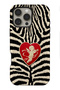 iPhone 15 Pro Compatible - Zebra Heart, Double Layer Cover, Glossy Surface Protective Case