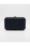 Black textured patterned hexagon evening bag - wedding engagement graduation and special event evening clutch bag - 2