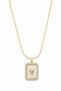 Steel Star Motif Rectangular Zircon Stone Yellow Color Necklace