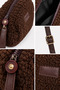 Women's Brown Leather Strap Adjustable Strap Pocketless Lined Zippered Crossbody Small Plush Bag - 3