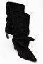 Dima Pointed Toe Black Suede Bellows Thin Heel Women's Boots - 4