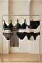 Women's Black 9 Piece Lingerie Set – Nightgown, 3 Bras and 5 Panties