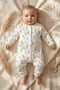Orange Carrot Patterned White 100% Cotton Baby Boy Romper 3-6-9 Months
