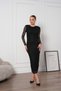 Women's Lace Detailed Black Long Sleeve Midi Dress