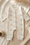 Brown Bow Patterned Fabric 100% Cotton Baby Boy Romper 3-6-9 Months - 2