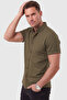 Men's Slim Fit Lycra Jacquard Textured Khaki Short Sleeve Shirt – Flexible Embroidered Emblem 2604356 - 3