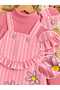 New Season Daisy Patterned Ruffled Double Set Salopet Dress & Ribbed Bodysuit Suitable for Kindergarten & Nursery - 6