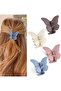 Butterfly Hair Clips for Women,Frosted Spray Paint Effect,4 Pcs Set (Brown,White,Pink,Blue)