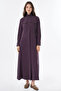 High Collar Lyocell Viscose Dress Plum - 2