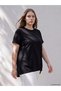 Black Large Size 100% Cotton Women's T-Shirt