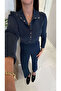 Dlvin Nilla Indigo High Neck Snap Fastener Knitwear