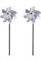 2 Pcs Reflective Pinwheels,Silver Wind Spinners for Yard and Garden,Bird Repellent Windmills for Lawn and Patio,20 Inch
