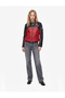 Faux Leather Long Sleeve Zipper Printed Biker Crop Motorcycle Jacket