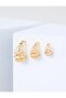 Gold Color Stone Detailed Twisted Shaped Earring Set
