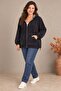 Soft Velvet Zippered Oversized Sweatshirt Black - 2