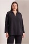 Collar Stone Detailed Plus Size Crepe Blouse Black