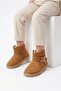 Girl's Short Boots with Fur Inside, Suede Look, Belt Buckle, and Short Heel - 7