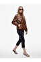 Drawstring Long Sleeve Stand Collar Leather Look Jacket with Pockets - 3