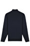Men's Half Fisherman Navy Blue Sweater Cotton Knitwear Rice Patterned Steel Knit Classic Fit - 5410B - 6
